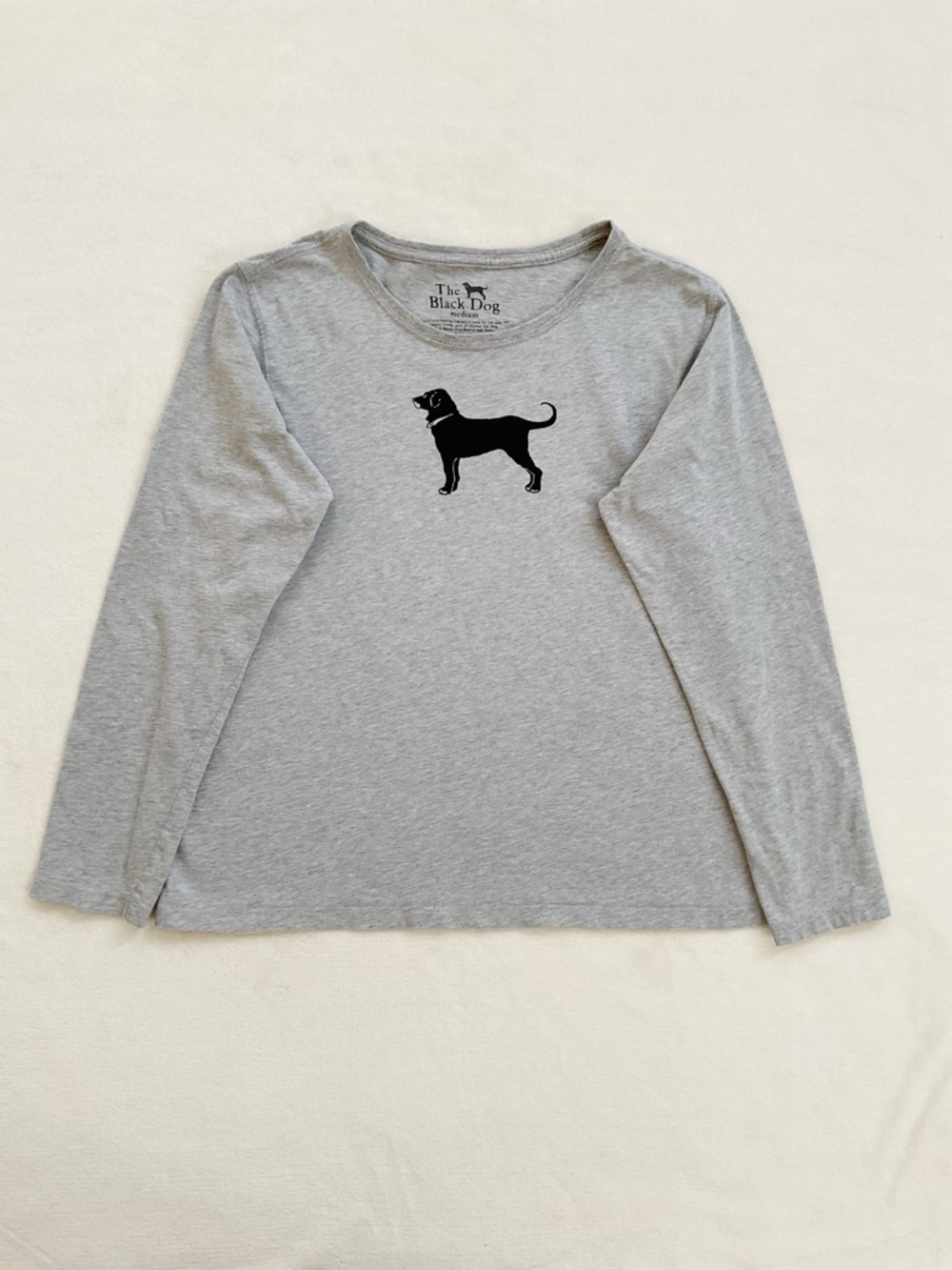 The Black Dog Long Sleeve Tee Gray Logo Graphic Shirt Medium Coastal Preppy